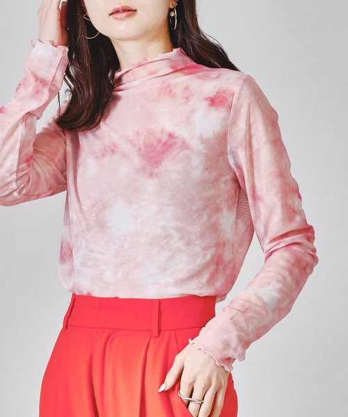 acro（アクロ）の「タイダイプリントシアーハイネックトップス/AC1329（シャツ/ブラウス・レディース・ピンク/グリーン/ブルー・ﾌﾘ-）」の11枚目の写真