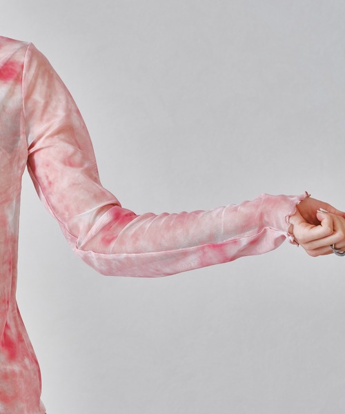 acro（アクロ）の「タイダイプリントシアーハイネックトップス/AC1329（シャツ/ブラウス・レディース・ピンク/グリーン/ブルー・ﾌﾘ-）」の13枚目の写真