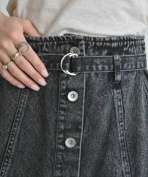 RETRO GIRL（レトロガール）の「ベルト付デニムフレアスカート（デニム