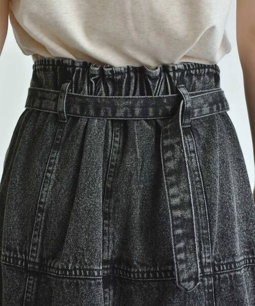 RETRO GIRL(レトロガール)の「ベルト付デニムフレアスカート(デニムスカート・レディース・ブラック/オフホワイト/ケミカルウォッシュ・FREE)」の14枚目の写真