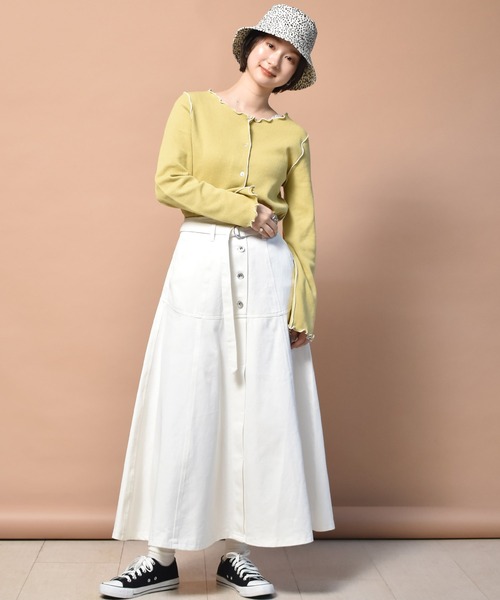 RETRO GIRL(レトロガール)の「ベルト付デニムフレアスカート(デニムスカート・レディース・ブラック/オフホワイト/ケミカルウォッシュ・FREE)」の11枚目の写真