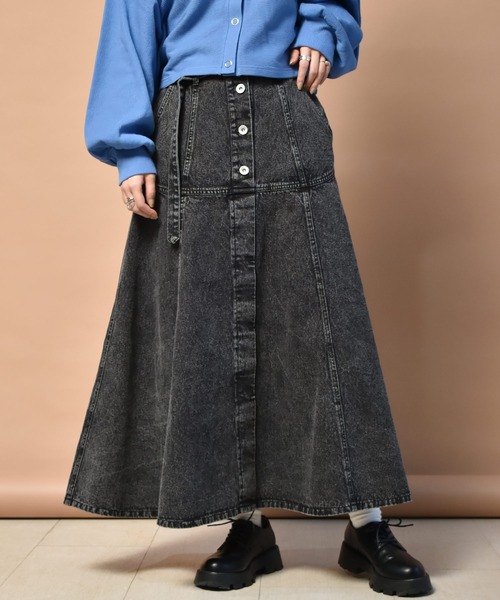 RETRO GIRL（レトロガール）の「ベルト付デニムフレアスカート