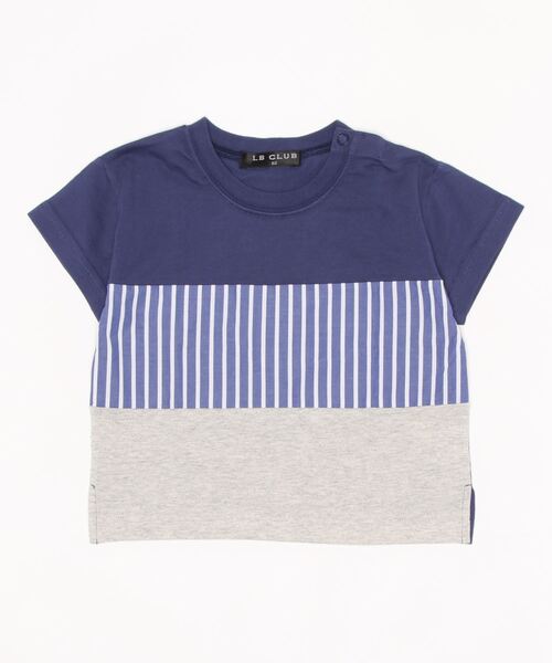 LB CLUB(エルビークラブ)の「天竺前切替半袖Tシャツ(Tシャツ/カットソー・キッズ・ネイビー・80/120/130/110/100/90)」の1枚目の写真