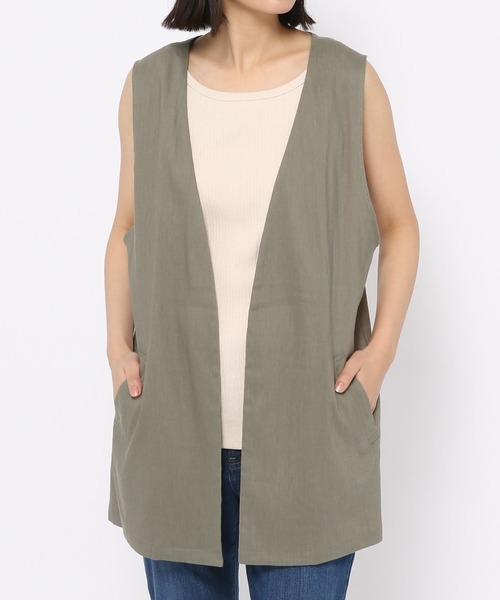 LEPSIM（レプシィム）の「リネンブレンドショートジレ　255384（ベスト・レディース・カーキ/キナリ/チャコールグレー・FREE）」の12枚目の写真