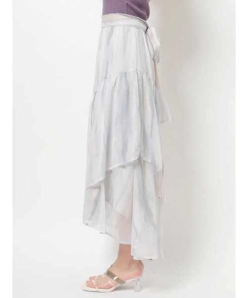 MERCURYDUO（マーキュリーデュオ）の「楊柳シフォンティアードグラデスカート（スカート・レディース・グリーン/ピンク・MEDIUM/SMALL）」の8枚目の写真