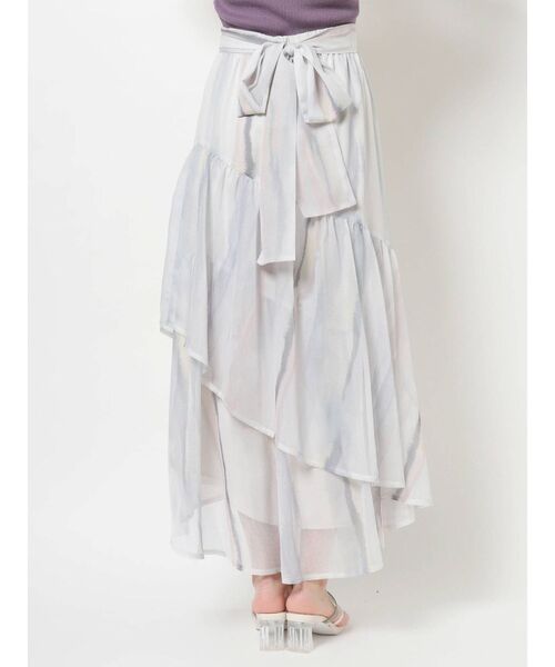 MERCURYDUO（マーキュリーデュオ）の「楊柳シフォンティアードグラデスカート（スカート・レディース・グリーン/ピンク・MEDIUM/SMALL）」の7枚目の写真