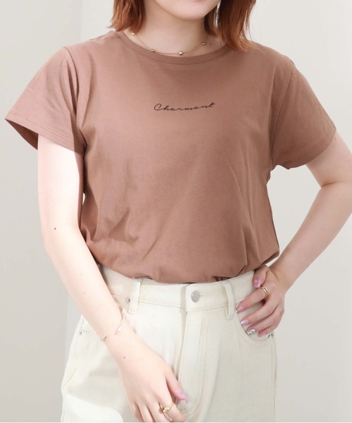 archives（アルシーヴ）の「刺繍チビＴｅｅ（Tシャツ/カットソー・レディース・ブラック/オフホワイト/ピンク/ミント/モカ・MEDIUM）」の3枚目の写真