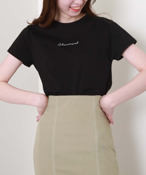 archives（アルシーヴ）の「刺繍チビＴｅｅ（Tシャツ/カットソー・レディース・ブラック/オフホワイト/ピンク/ミント/モカ・MEDIUM）」の10枚目の写真