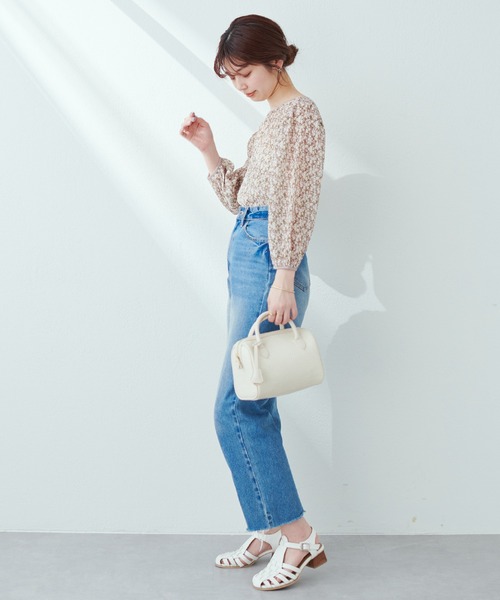 natural couture(ナチュラルクチュール)の「繊細さとヘルシーなシルエットで魅せる 袖タック花柄プリーツブラウス(シャツ/ブラウス・レディース・ブラック/オフホワイト/ピンクベージュ・FREE)」の17枚目の写真