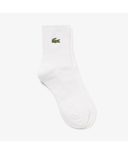 LACOSTE(ラコステ)の「クロックエンブレムプレーンショートソックス 22cm-24cm(ソックス/靴下・レディース・ホワイト/ブラック/ネイビー/グレー/ライトブルー・24.0cm)」の1枚目の写真