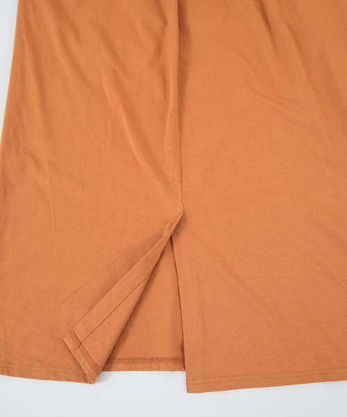 バックギャザー開きカットソーワンピース