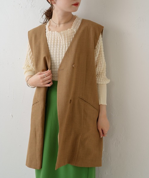 Kastane（カスタネ）の「シアージャガード7分袖ニット（ニット/セーター・レディース・ピンク/グリーン/アイボリー・FREE）」の8枚目の写真