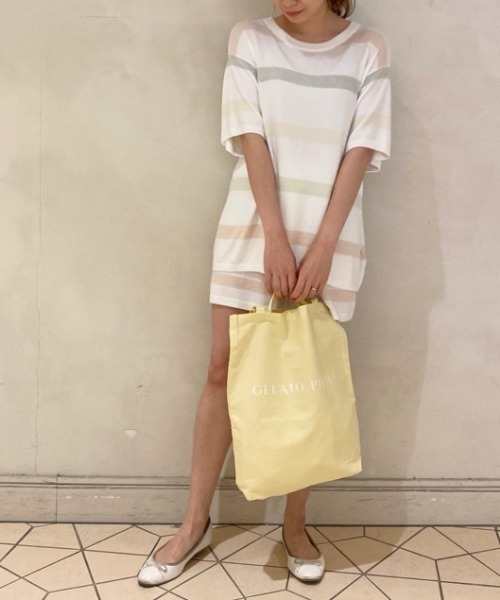 gelato pique(ジェラートピケ)の「折りたたみパーテーションエコバッグ(トートバッグ・レディース・ブラック/グレー/ピンク/イエロー/ブルー/グリーン・FREE)」の6枚目の写真