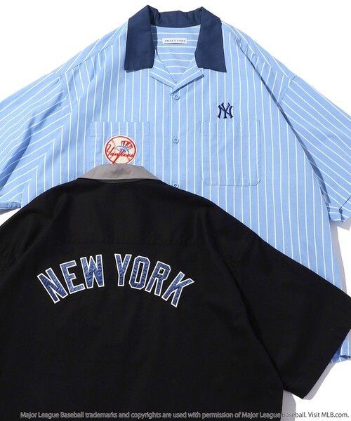FREAK'S STORE(フリークスストア)の「WEB限定 MLB/メジャーリーグベースボール 別注 ビッグシルエット バック刺繍 オープンカラーシャツ/Yankees/ワッペン刺繍/クレリック(シャツ/ブラウス・メンズ・その他13/ベージュ/ブラック・SMALL/MEDIUM/LARGE)」の5枚目の写真