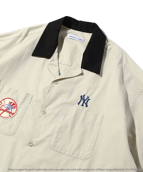 FREAK'S STORE(フリークスストア)の「WEB限定 MLB/メジャーリーグベースボール 別注 ビッグシルエット バック刺繍 オープンカラーシャツ/Yankees/ワッペン刺繍/クレリック(シャツ/ブラウス・メンズ・その他13/ベージュ/ブラック・SMALL/MEDIUM/LARGE)」の14枚目の写真