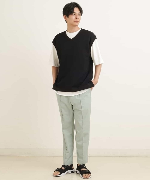 a.v.v（アーヴェヴェ）の「【S-XXL/2SET】ライトダンボールベストレイヤードカットソー（ベスト・メンズ・ミント/ブルー/ライトグレー/ブラック・48/46/50/52/44）」の14枚目の写真