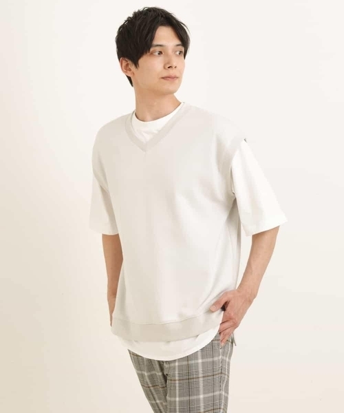 a.v.v（アーヴェヴェ）の「【S-XXL/2SET】ライトダンボールベストレイヤードカットソー（ベスト・メンズ・ミント/ブルー/ライトグレー/ブラック・48/46/50/52/44）」の21枚目の写真