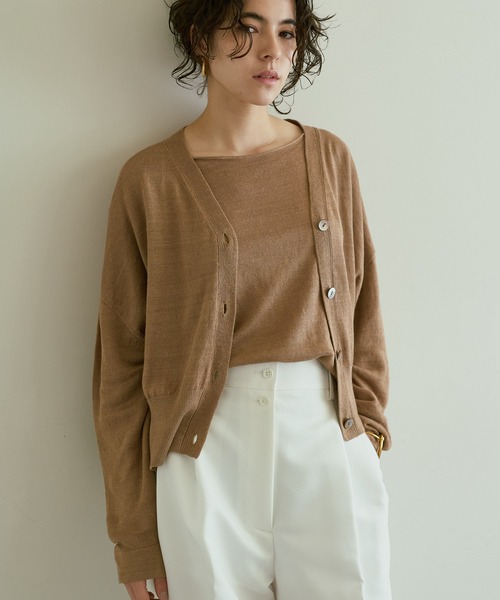 希少美品▲定価3.5万▲ ウィムガゼット リネンニットビッグカーディガン 希少美品△定価3.5万△ ウィムガゼット リネンニットビッグ