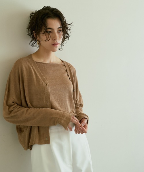 セール】リネンニットカーディガン（カーディガン/ボレロ