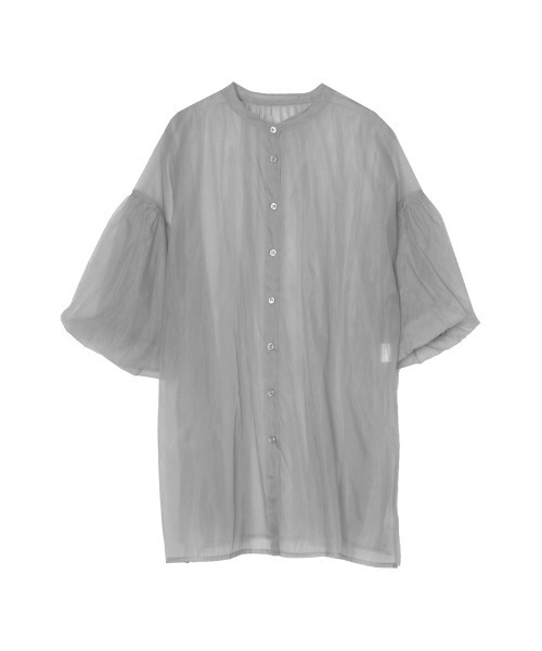 Re:EDIT（リエディ）の「オーガンジーバックギャザーボリュームスリーブブラウス（シャツ/ブラウス・レディース・ブラック/アイボリー/グレー・MEDIUM）」の3枚目の写真