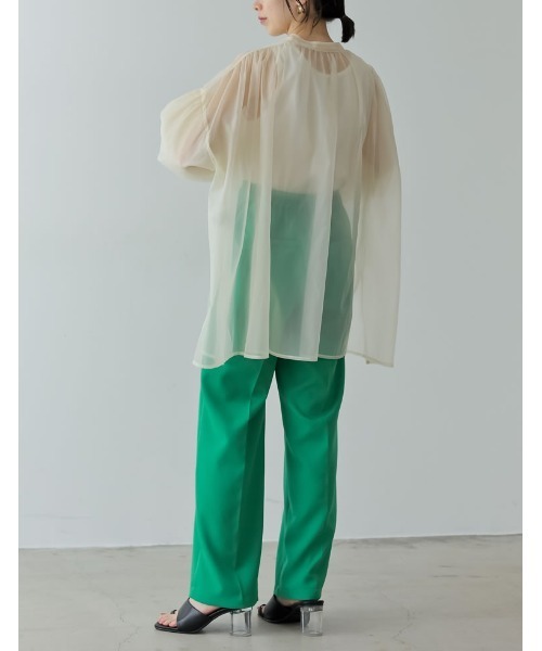 Re:EDIT（リエディ）の「オーガンジーバックギャザーボリュームスリーブブラウス（シャツ/ブラウス・レディース・ブラック/アイボリー/グレー・MEDIUM）」の7枚目の写真