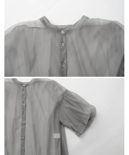 Re:EDIT（リエディ）の「オーガンジーバックギャザーボリュームスリーブブラウス（シャツ/ブラウス・レディース・ブラック/アイボリー/グレー・MEDIUM）」の13枚目の写真