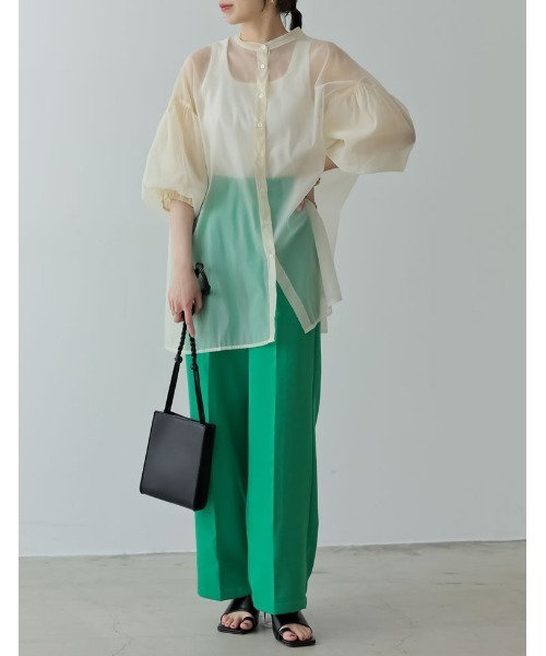 Re:EDIT（リエディ）の「オーガンジーバックギャザーボリュームスリーブブラウス（シャツ/ブラウス・レディース・ブラック/アイボリー/グレー・MEDIUM）」の11枚目の写真