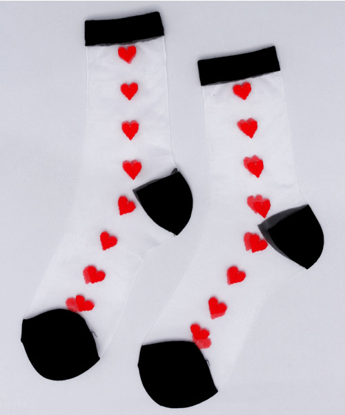 WEGO(ウィゴー)の「WEGO/ハートシースルーソックス(ソックス/靴下・レディース・ホワイト/パープル/レッド・FREE)」の3枚目の写真