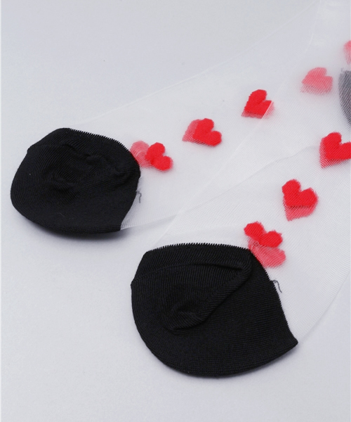 WEGO(ウィゴー)の「WEGO/ハートシースルーソックス(ソックス/靴下・レディース・ホワイト/パープル/レッド・FREE)」の4枚目の写真