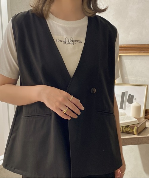 apres jour clair（アプレジュールクレア）の「【apres jour clair】ノーカラージレ【ZOZOTOWN限定アイテム】（ベスト・レディース・ブラック/ベージュ/オレンジ/イエロー/アイボリー・X-LARGE/フリー）」の20枚目の写真