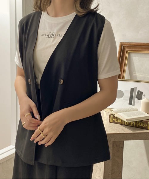 apres jour clair（アプレジュールクレア）の「【apres jour clair】ノーカラージレ【ZOZOTOWN限定アイテム】（ベスト・レディース・ブラック/ベージュ/オレンジ/イエロー/アイボリー・X-LARGE/フリー）」の16枚目の写真