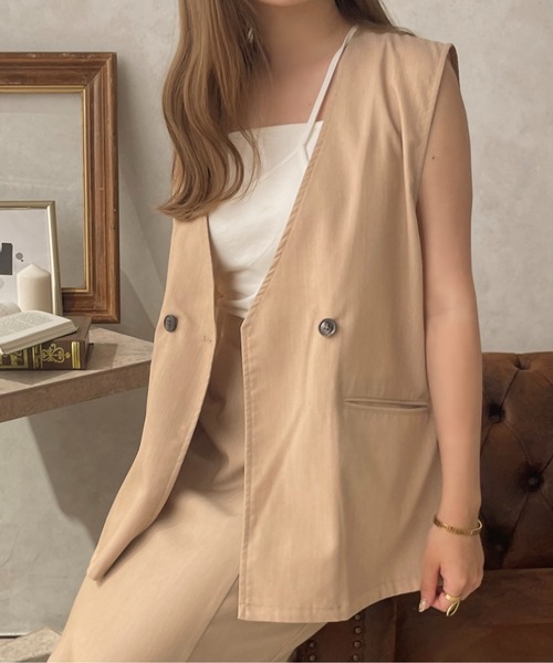 apres jour clair（アプレジュールクレア）の「【apres jour clair】ノーカラージレ【ZOZOTOWN限定アイテム】（ベスト・レディース・ブラック/ベージュ/オレンジ/イエロー/アイボリー・X-LARGE/フリー）」の7枚目の写真