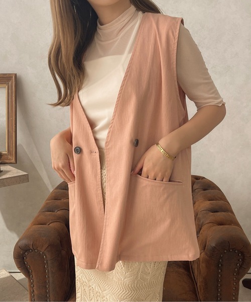 apres jour clair（アプレジュールクレア）の「【apres jour clair】ノーカラージレ【ZOZOTOWN限定アイテム】（ベスト・レディース・ブラック/ベージュ/オレンジ/イエロー/アイボリー・X-LARGE/フリー）」の15枚目の写真