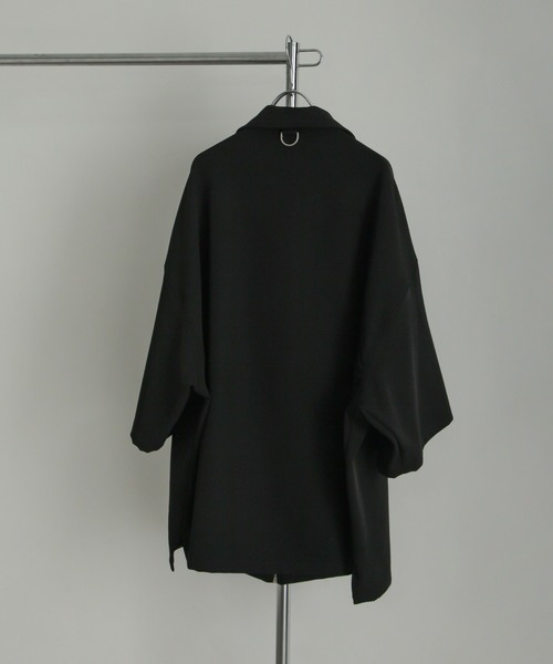 NILWAY(ニルウェイ)の「【サマー セットアップ】フルジップドレープ半袖 ワイドシャツ+ タック ワイド ストレートスラックス(セットアップ・メンズ・ブラック/ブルー/グリーン/アイボリー/チャコール・SMALL/MEDIUM/LARGE)」の7枚目の写真