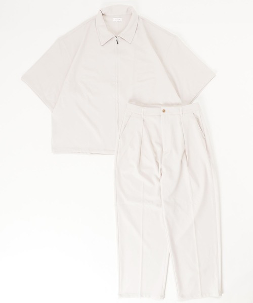 NILWAY(ニルウェイ)の「【サマー セットアップ】フルジップドレープ半袖 ワイドシャツ+ タック ワイド ストレートスラックス(セットアップ・メンズ・ブラック/ブルー/グリーン/アイボリー/チャコール・SMALL/MEDIUM/LARGE)」の20枚目の写真