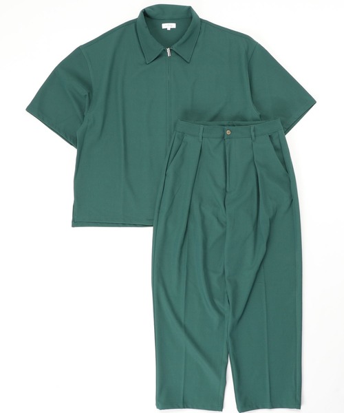 NILWAY(ニルウェイ)の「【サマー セットアップ】フルジップドレープ半袖 ワイドシャツ+ タック ワイド ストレートスラックス(セットアップ・メンズ・ブラック/ブルー/グリーン/アイボリー/チャコール・SMALL/MEDIUM/LARGE)」の21枚目の写真