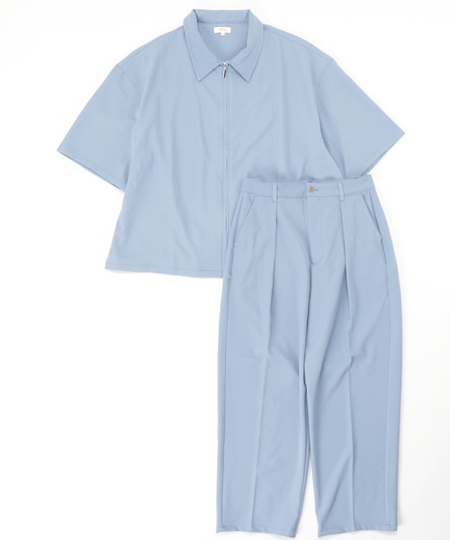 NILWAY(ニルウェイ)の「【サマー セットアップ】フルジップドレープ半袖 ワイドシャツ+ タック ワイド ストレートスラックス(セットアップ・メンズ・ブラック/ブルー/グリーン/アイボリー/チャコール・SMALL/MEDIUM/LARGE)」の22枚目の写真