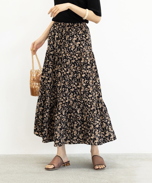 GeeRA(ジーラ)の「プリントティアードスカート(スカート・レディース・モカ/ブラック・LARGE/X-LARGE/MEDIUM)」の2枚目の写真