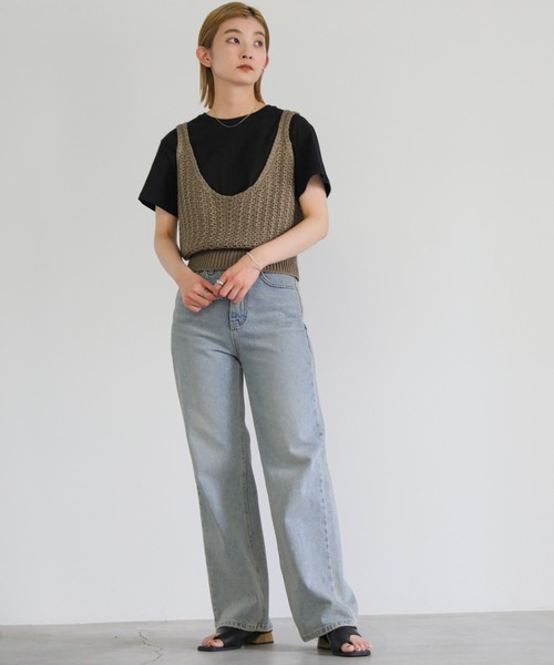 select MOCA（セレクトモカ）の「サマーニットビスチェ（ベスト・レディース・ブラウン/アイボリー/ライトグレー/カーキ/ダークグレー・FREE）」の22枚目の写真