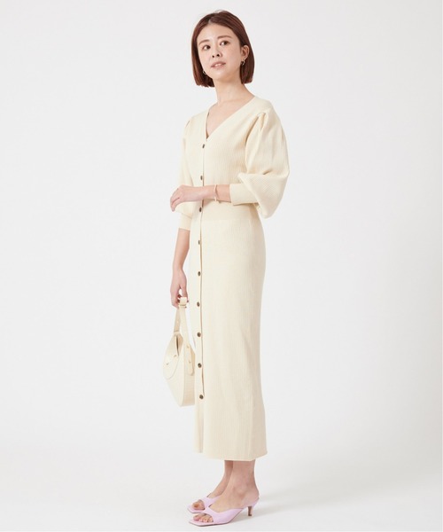 U by SPICK&SPAN(ユーバイスピックアンドスパン)の「≪追加≫フロントボタン リブニットドレス2◆(ワンピース・レディース・ホワイト系その他/グリーン系その他・FREE)」の8枚目の写真