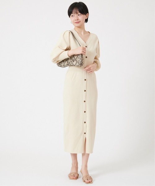 U by SPICK&SPAN(ユーバイスピックアンドスパン)の「≪追加≫フロントボタン リブニットドレス2◆(ワンピース・レディース・ホワイト系その他/グリーン系その他・FREE)」の9枚目の写真