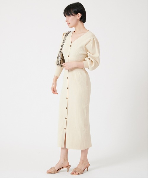 U by SPICK&SPAN(ユーバイスピックアンドスパン)の「≪追加≫フロントボタン リブニットドレス2◆(ワンピース・レディース・ホワイト系その他/グリーン系その他・FREE)」の4枚目の写真
