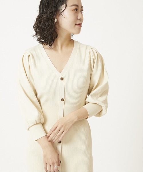 U by SPICK&SPAN(ユーバイスピックアンドスパン)の「≪追加≫フロントボタン リブニットドレス2◆(ワンピース・レディース・ホワイト系その他/グリーン系その他・FREE)」の5枚目の写真