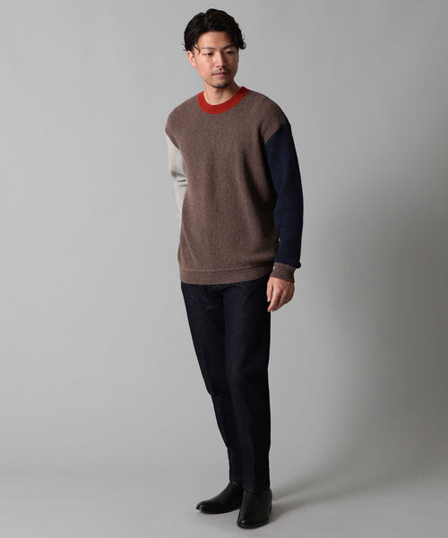 International Gallery BEAMS（インターナショナルギャラリービームス）の「IG / アルパカ クレイジーパターンニット（ニット/セーター・メンズ・ネイビー/ブラウン・SMALL/MEDIUM/LARGE）」の3枚目の写真