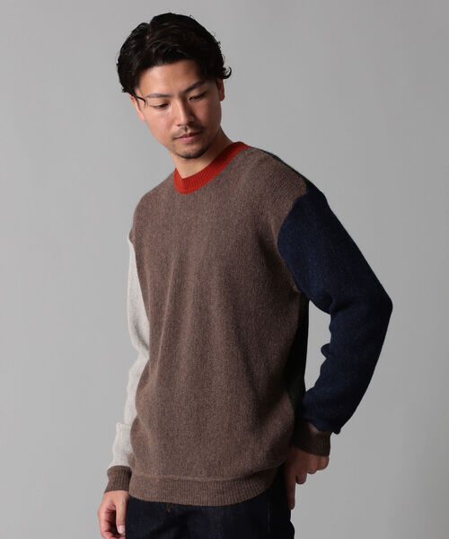 International Gallery BEAMS（インターナショナルギャラリービームス）の「IG / アルパカ クレイジーパターンニット（ニット/セーター・メンズ・ネイビー/ブラウン・SMALL/MEDIUM/LARGE）」の5枚目の写真