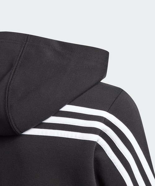 adidas（アディダス）の「3ストライプス ダブルニット フルジップパーカー / 3-Stripes Doubleknit Full-Zip Hoodie / アディダス（キッズ/子供用）（パーカー・キッズ・ブラック×ホワイト/グレー・100/110/120/130/140/150/160）」の5枚目の写真