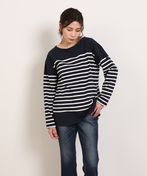 Le Minor（ルミノア）の「【別注アイテム】ボーダーバスクシャツ《Le minor》（Tシャツ/カットソー・レディース・ホワイト/ネイビー・7号）」の2枚目の写真