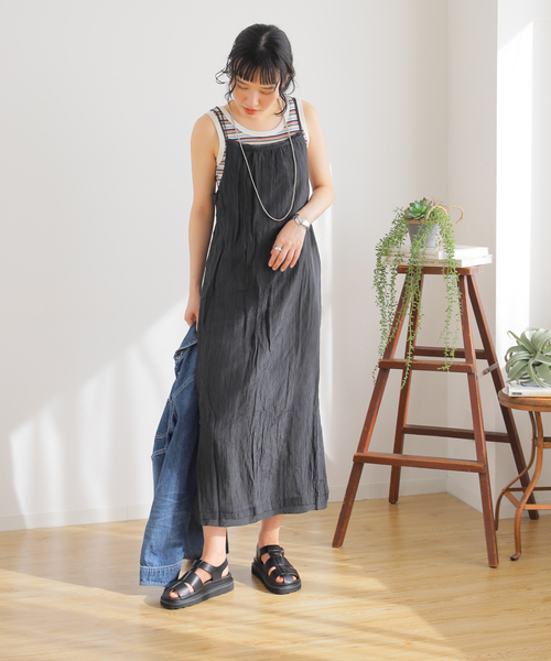 B.C STOCK(ベーセーストック)の「ワッシャー キャミワンピース(ワンピース・レディース・ブラック/ホワイト/イエロー・FREE)」の7枚目の写真