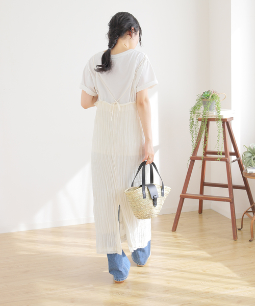 リニューアル後商品♪ワンピース⭐︎素材ご確認を フロントタックIラインワンピース【洗濯機洗い可/防シワ】（ミドル