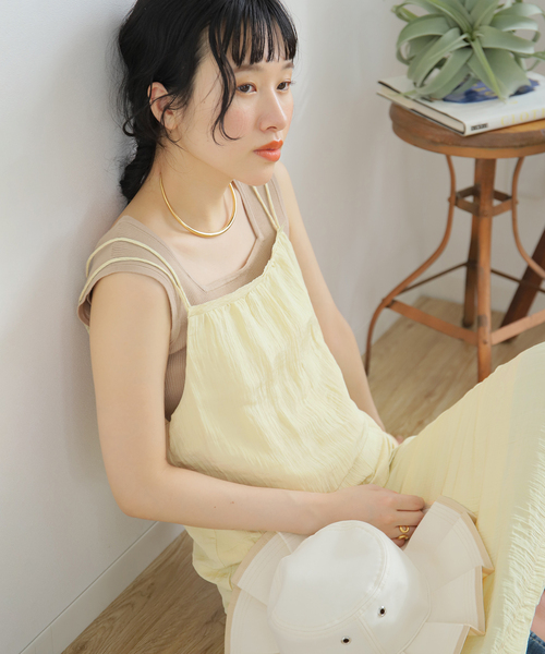 B.C STOCK(ベーセーストック)の「ワッシャー キャミワンピース(ワンピース・レディース・ブラック/ホワイト/イエロー・FREE)」の13枚目の写真